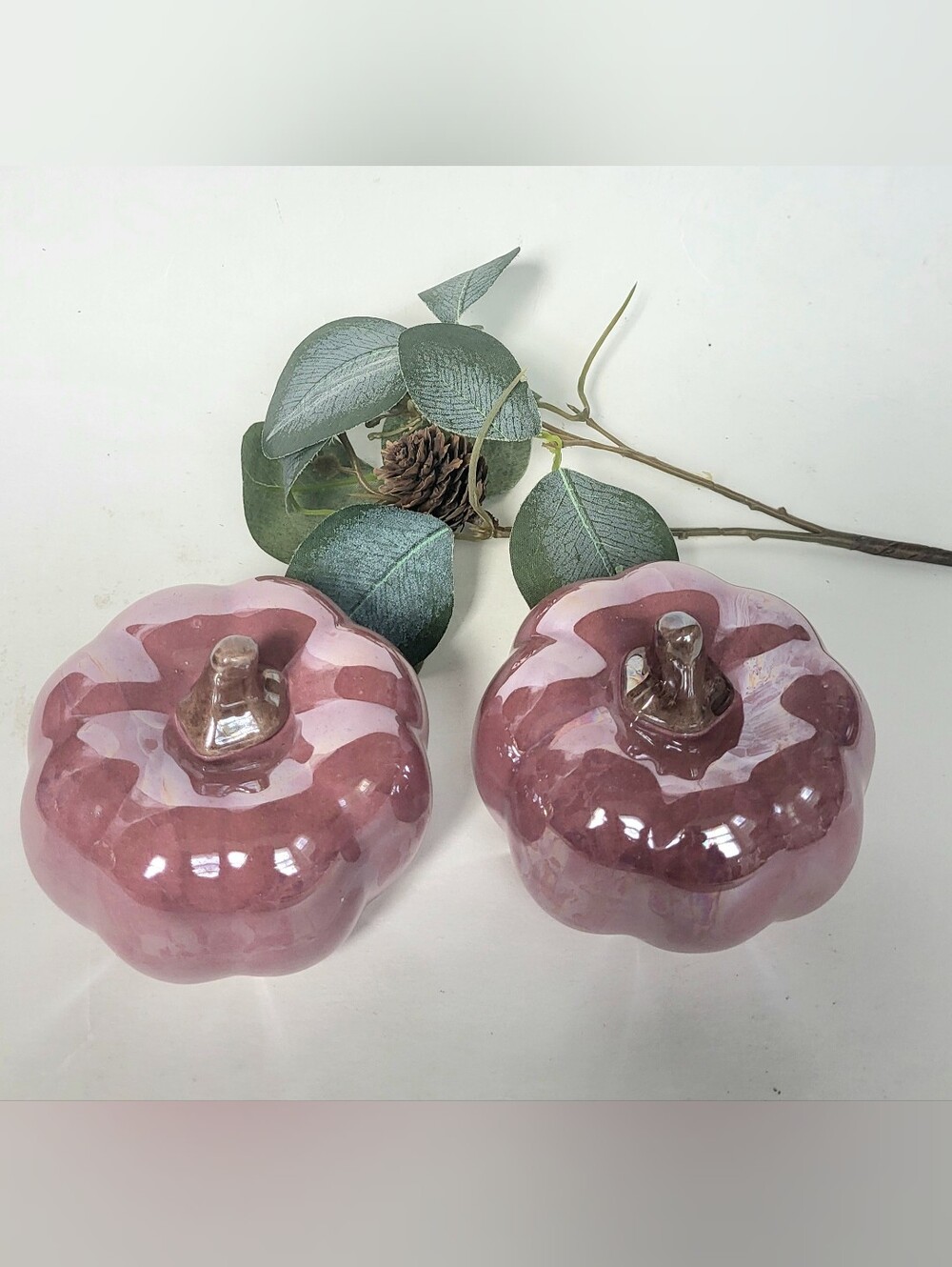 Decorative Pink Glossy Ceramic Pumpkin Set
